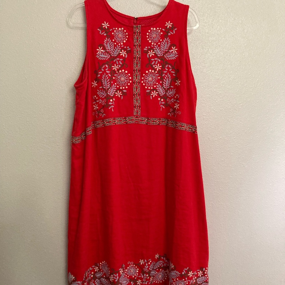 Anthropologie Aiko Embroidered Linen Shift Dress